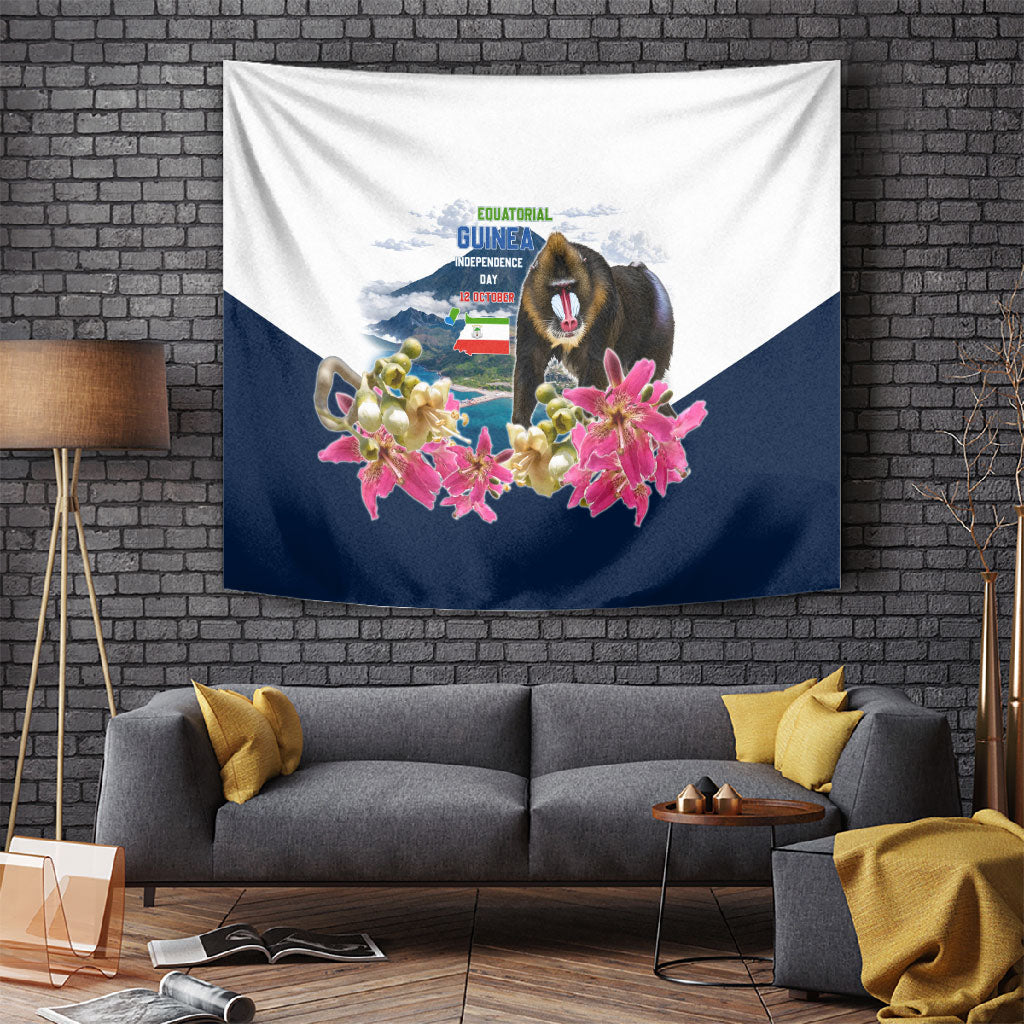 Equatorial Guinea Independence Day Mandrill Tapestry Patriotic Floral African Pride Map