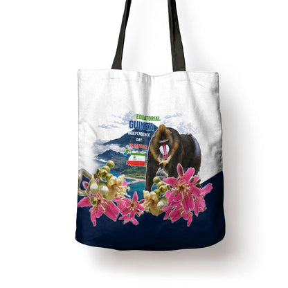 Equatorial Guinea Independence Day Mandrill Tote Bag Patriotic Floral African Pride Map