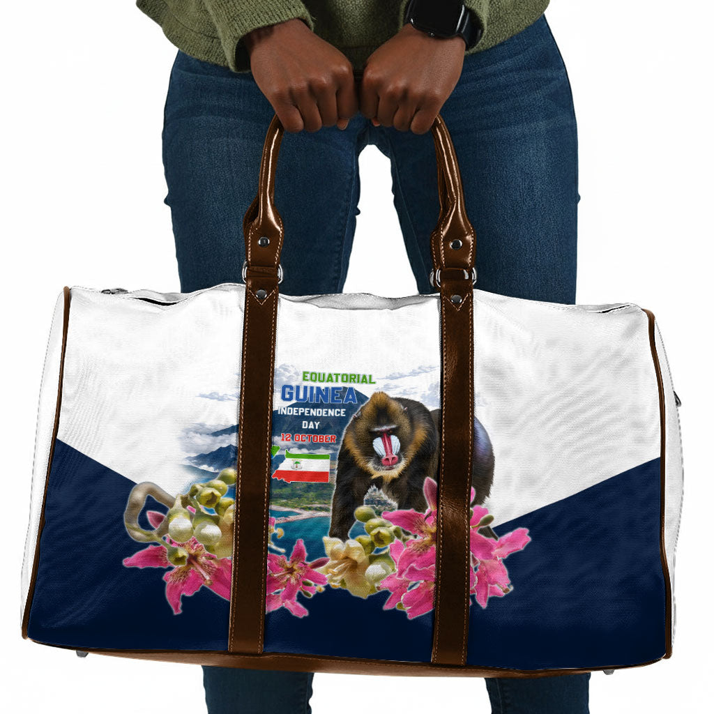 Equatorial Guinea Independence Day Mandrill Travel Bag Patriotic Floral African Pride Map