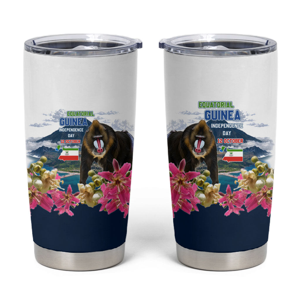 Equatorial Guinea Independence Day Mandrill Tumbler Cup Patriotic Floral African Pride Map