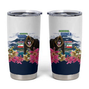 Equatorial Guinea Independence Day Mandrill Tumbler Cup Patriotic Floral African Pride Map