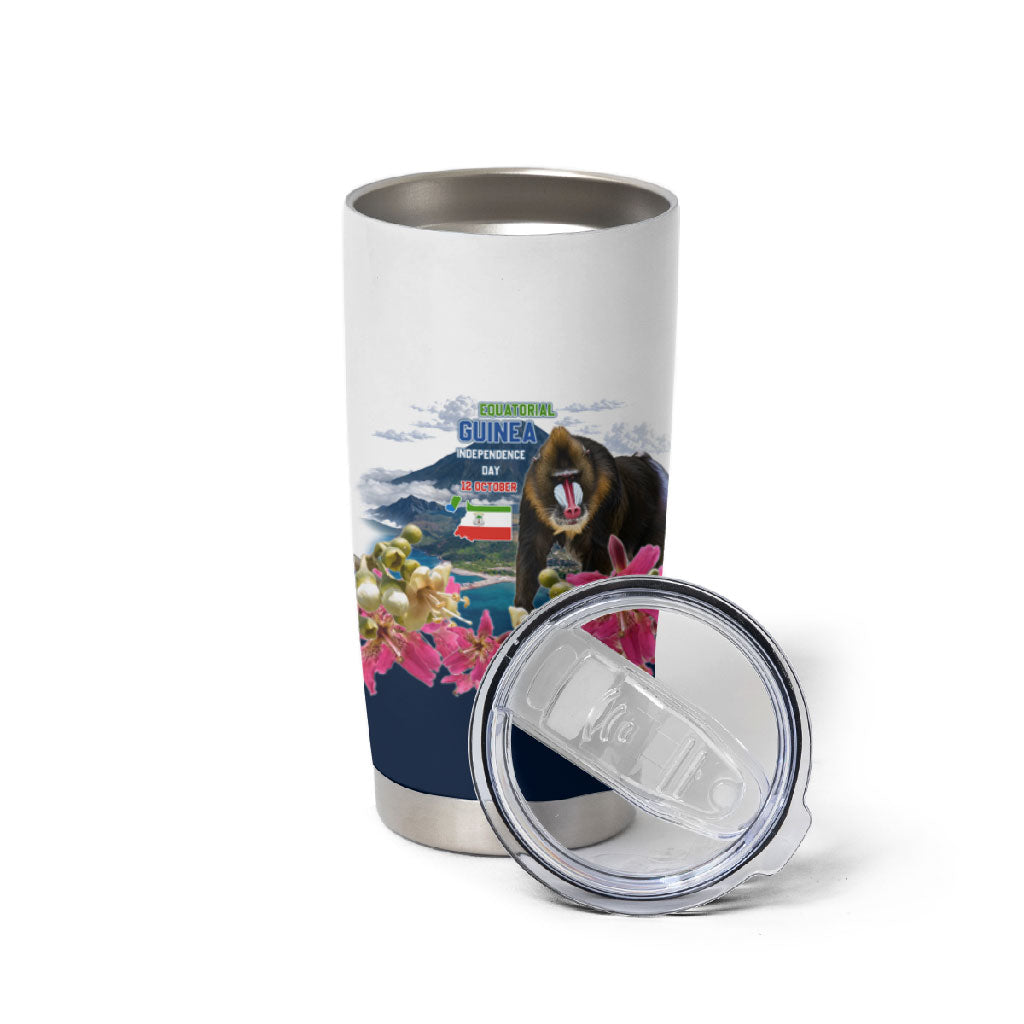 Equatorial Guinea Independence Day Mandrill Tumbler Cup Patriotic Floral African Pride Map