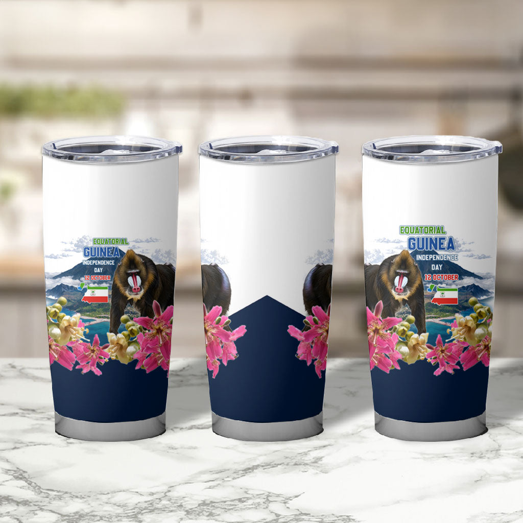 Equatorial Guinea Independence Day Mandrill Tumbler Cup Patriotic Floral African Pride Map