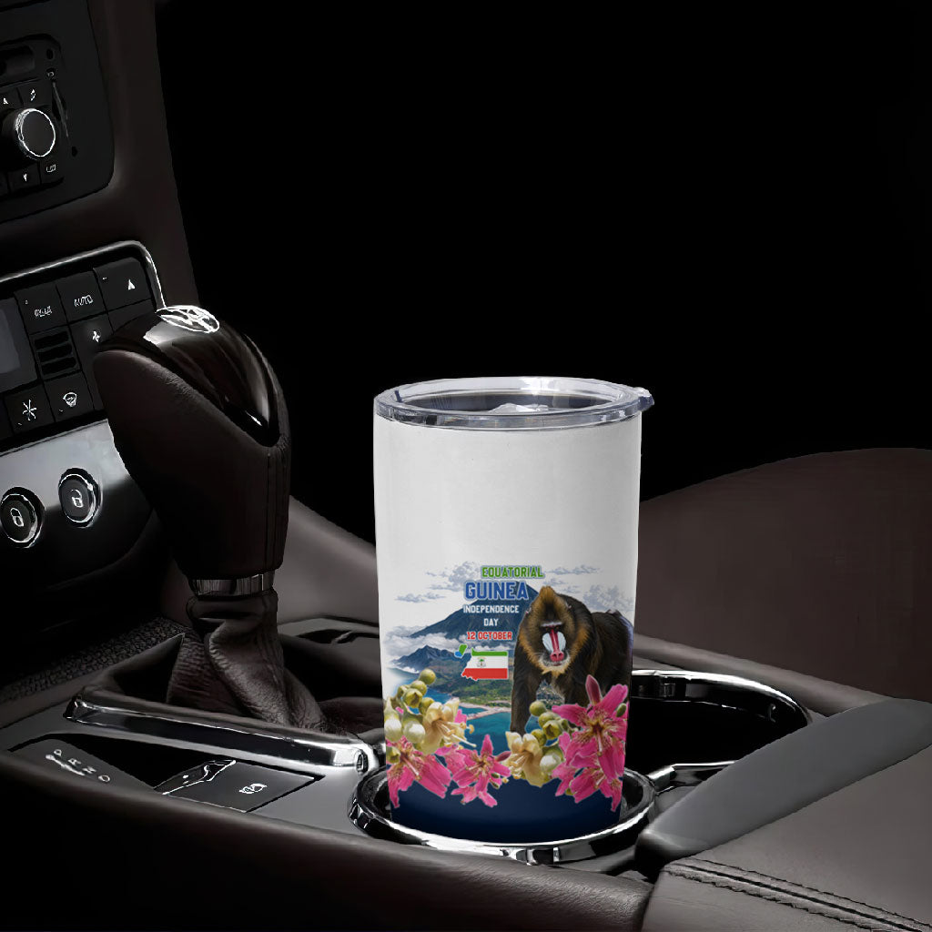 Equatorial Guinea Independence Day Mandrill Tumbler Cup Patriotic Floral African Pride Map