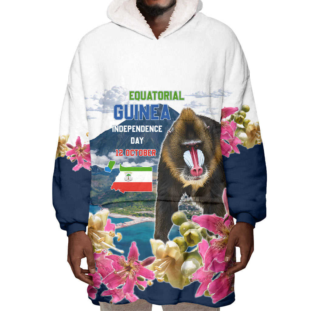 Equatorial Guinea Independence Day Mandrill Wearable Blanket Hoodie Patriotic Floral African Pride Map