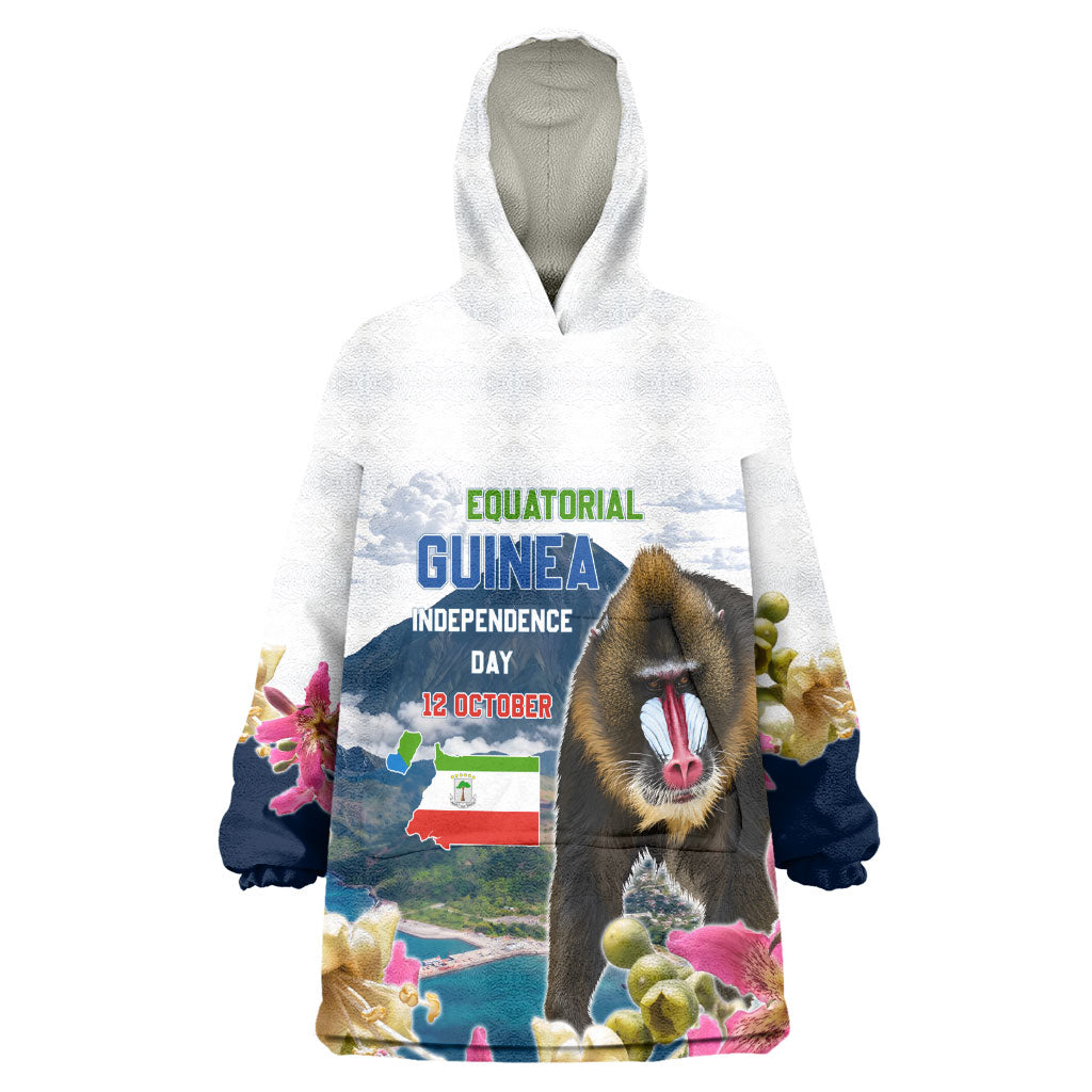 Equatorial Guinea Independence Day Mandrill Wearable Blanket Hoodie Patriotic Floral African Pride Map