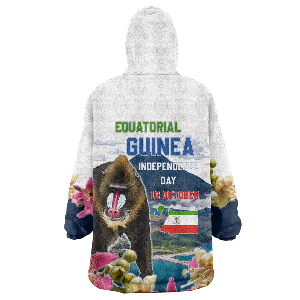 Equatorial Guinea Independence Day Mandrill Wearable Blanket Hoodie Patriotic Floral African Pride Map