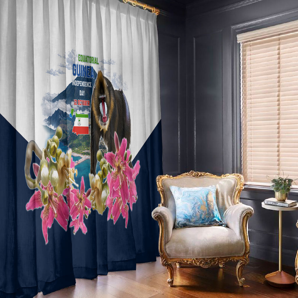 Equatorial Guinea Independence Day Mandrill Window Curtain Patriotic Floral African Pride Map