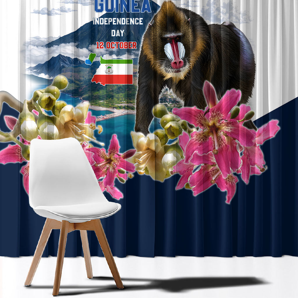 Equatorial Guinea Independence Day Mandrill Window Curtain Patriotic Floral African Pride Map