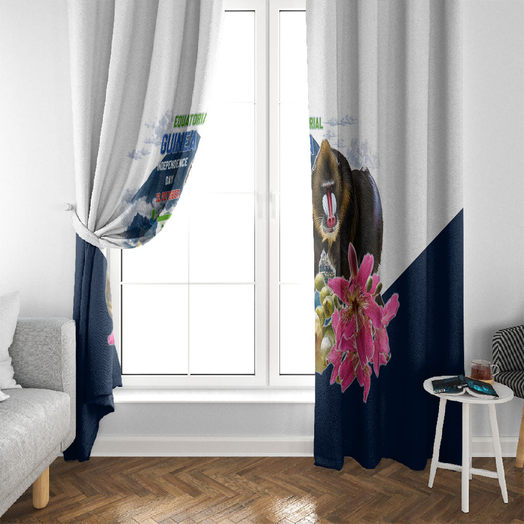 Equatorial Guinea Independence Day Mandrill Window Curtain Patriotic Floral African Pride Map