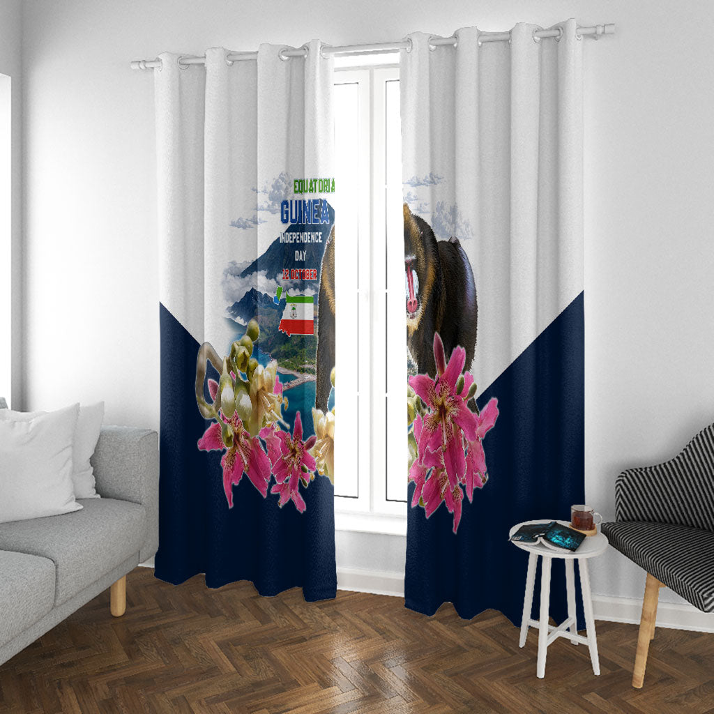 Equatorial Guinea Independence Day Mandrill Window Curtain Patriotic Floral African Pride Map