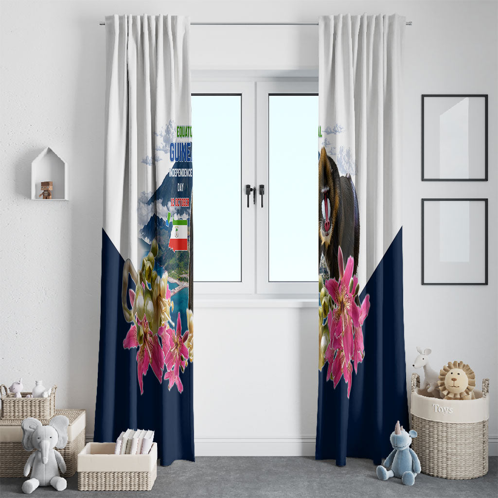 Equatorial Guinea Independence Day Mandrill Window Curtain Patriotic Floral African Pride Map