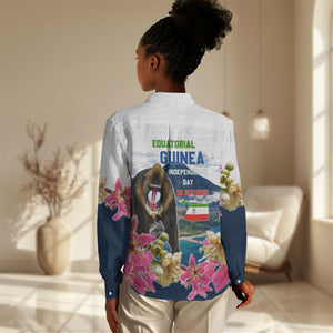 Equatorial Guinea Independence Day Mandrill Women Casual Shirt Patriotic Floral African Pride Map