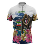 Equatorial Guinea Independence Day Mandrill Zipper Polo Shirt Patriotic Floral African Pride Map