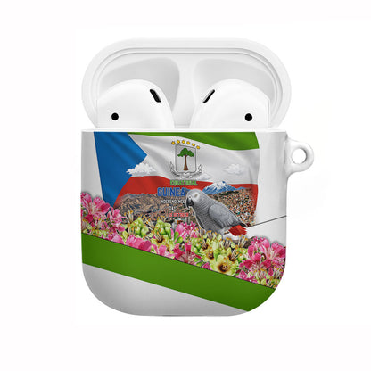Equatorial Guinea Independence Day Parrot AirPods Case Patriotic Flag Coat Of Arms Tropical Floral