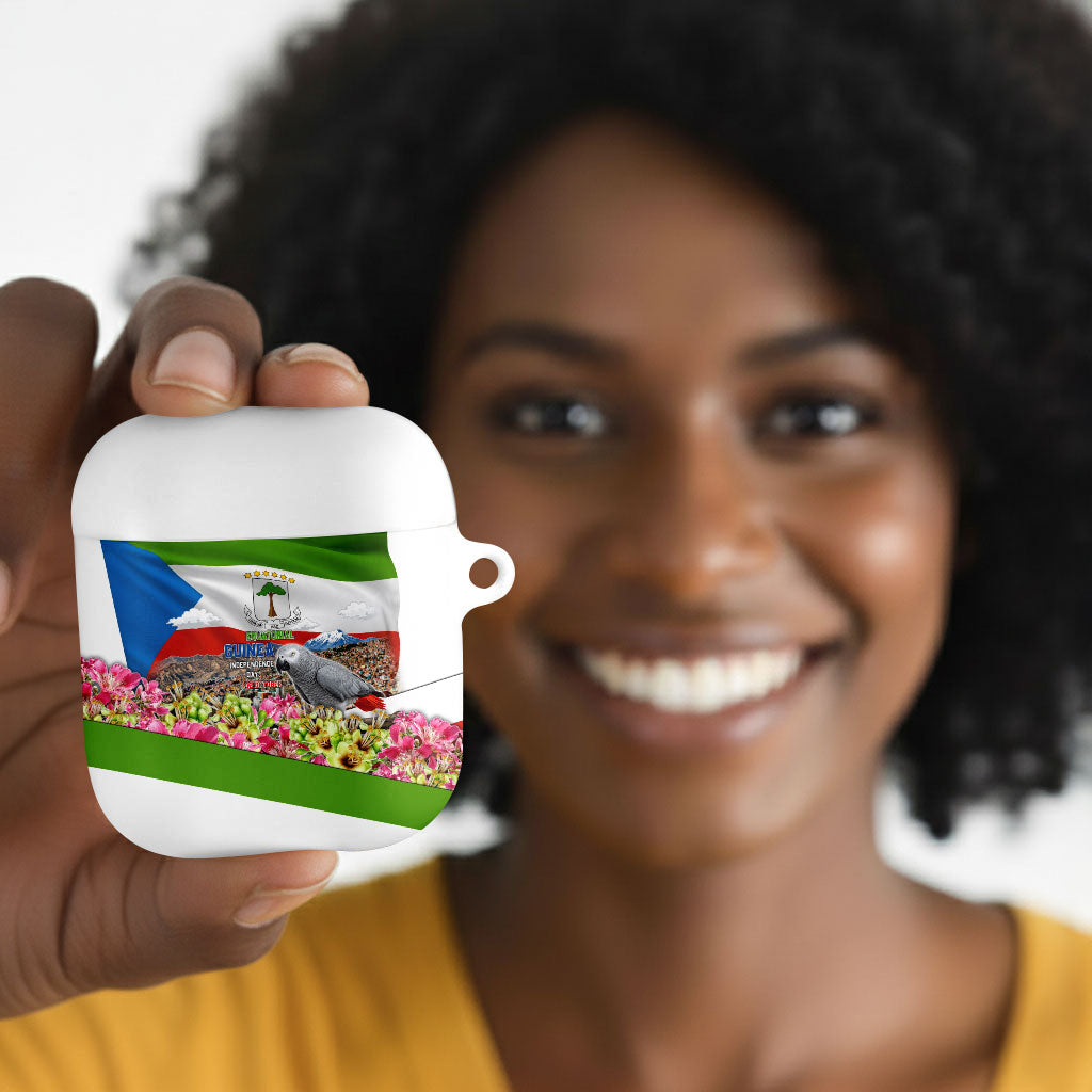 Equatorial Guinea Independence Day Parrot AirPods Case Patriotic Flag Coat Of Arms Tropical Floral