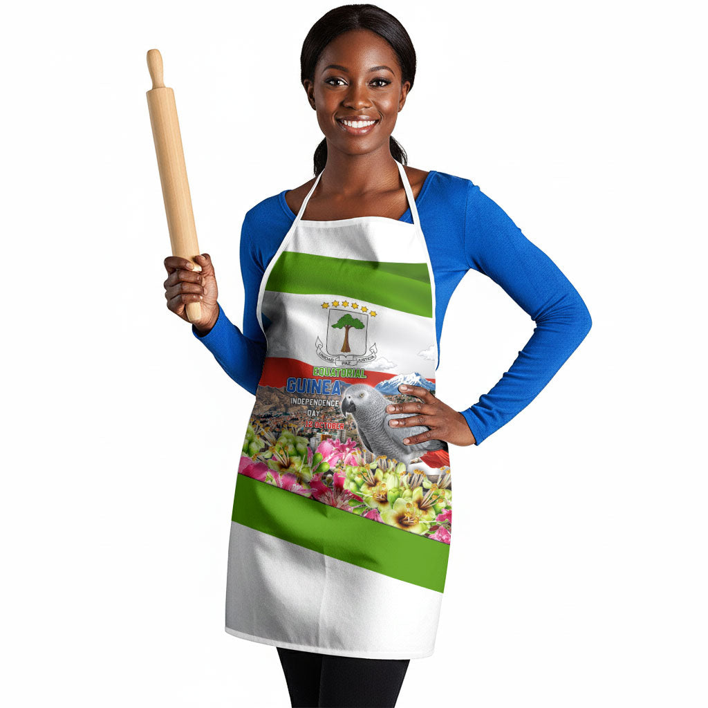 Equatorial Guinea Independence Day Parrot Apron Patriotic Flag Coat Of Arms Tropical Floral