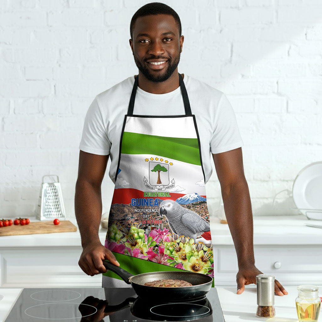 Equatorial Guinea Independence Day Parrot Apron Patriotic Flag Coat Of Arms Tropical Floral
