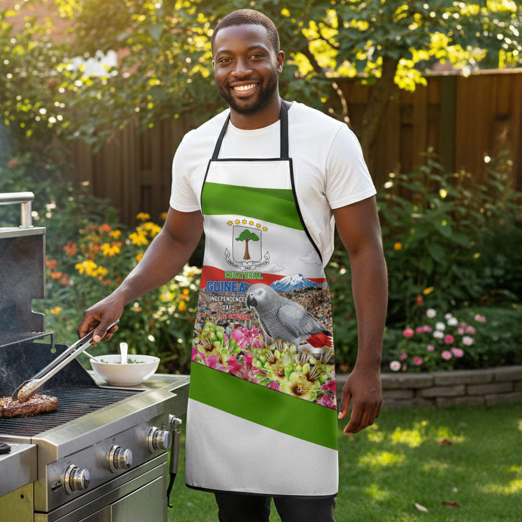Equatorial Guinea Independence Day Parrot Apron Patriotic Flag Coat Of Arms Tropical Floral