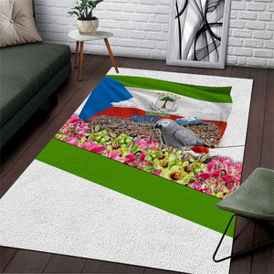 Equatorial Guinea Independence Day Parrot Area Rug Patriotic Flag Coat Of Arms Tropical Floral