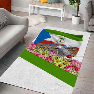 Equatorial Guinea Independence Day Parrot Area Rug Patriotic Flag Coat Of Arms Tropical Floral