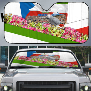 Equatorial Guinea Independence Day Parrot Auto Sun Shade Patriotic Flag Coat Of Arms Tropical Floral