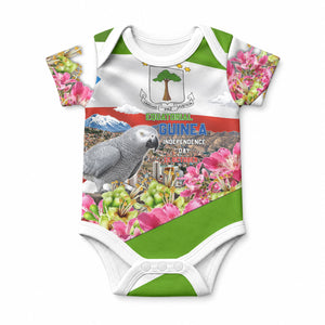 Equatorial Guinea Independence Day Parrot Baby Onesie Patriotic Flag Coat Of Arms Tropical Floral