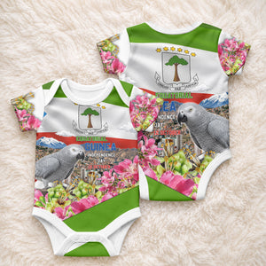Equatorial Guinea Independence Day Parrot Baby Onesie Patriotic Flag Coat Of Arms Tropical Floral