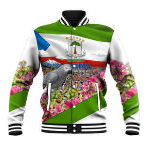Equatorial Guinea Independence Day Parrot Baseball Jacket Patriotic Flag Coat Of Arms Tropical Floral