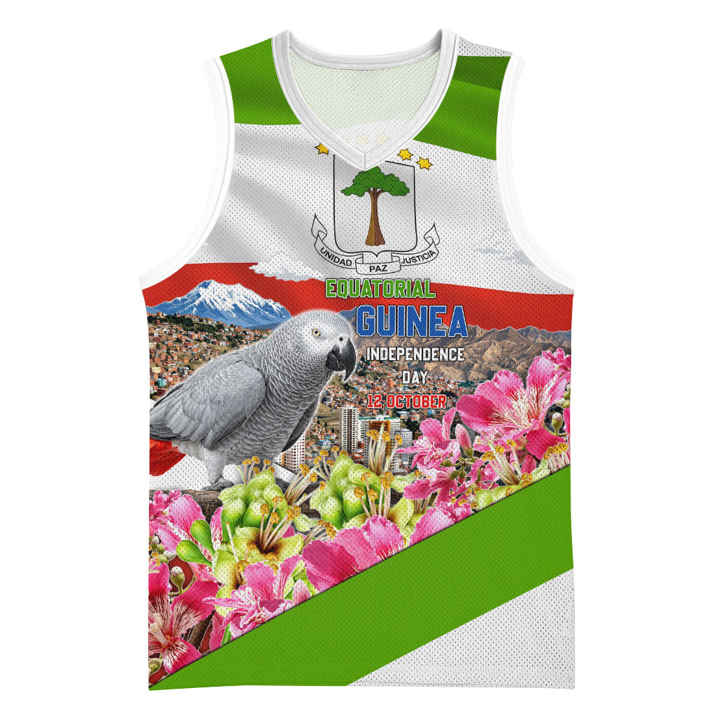 Equatorial Guinea Independence Day Parrot Basketball Jersey Patriotic Flag Coat Of Arms Tropical Floral