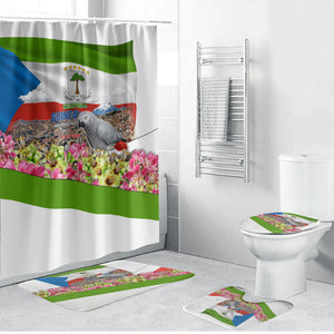 Equatorial Guinea Independence Day Parrot Bathroom Set Patriotic Flag Coat Of Arms Tropical Floral