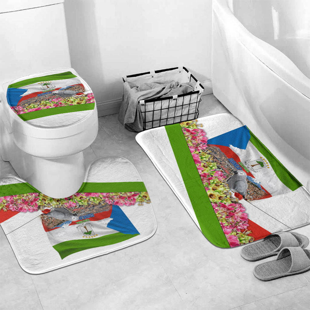 Equatorial Guinea Independence Day Parrot Bathroom Set Patriotic Flag Coat Of Arms Tropical Floral