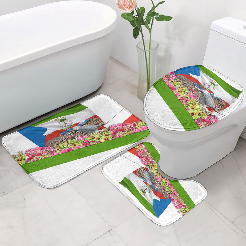 Equatorial Guinea Independence Day Parrot Bathroom Set Patriotic Flag Coat Of Arms Tropical Floral