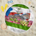 Equatorial Guinea Independence Day Parrot Beach Blanket Patriotic Flag Coat Of Arms Tropical Floral