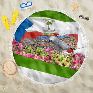 Equatorial Guinea Independence Day Parrot Beach Blanket Patriotic Flag Coat Of Arms Tropical Floral