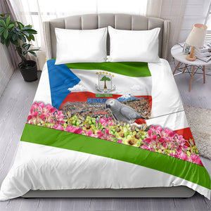 Equatorial Guinea Independence Day Parrot Bedding Set Patriotic Flag Coat Of Arms Tropical Floral