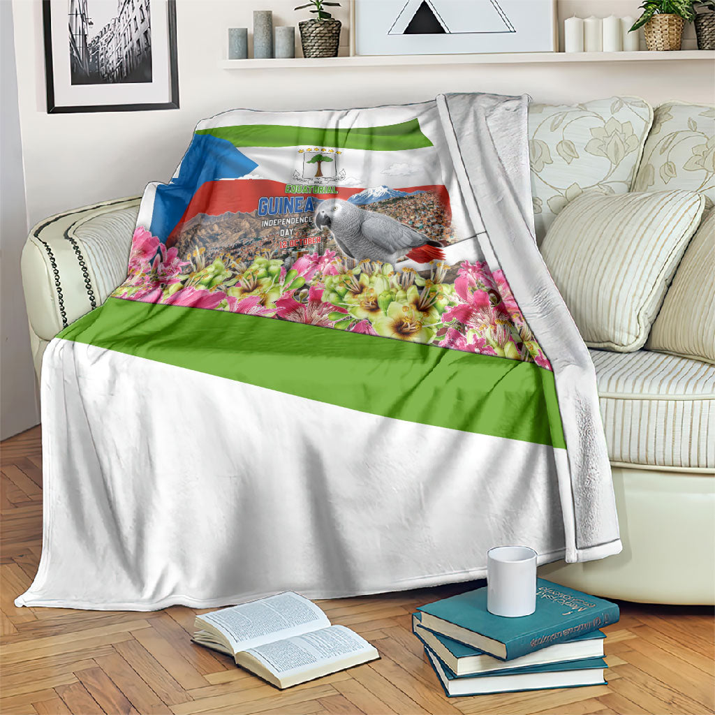 Equatorial Guinea Independence Day Parrot Blanket Patriotic Flag Coat Of Arms Tropical Floral
