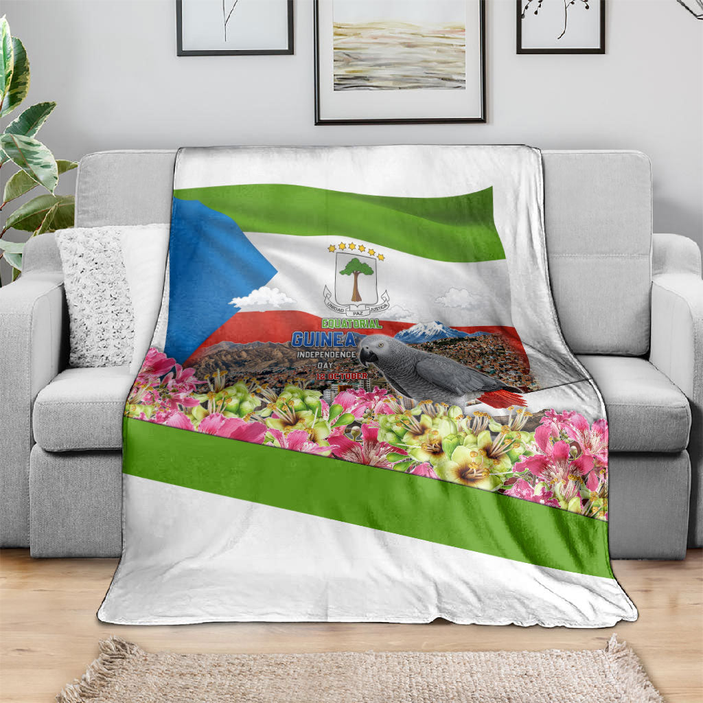 Equatorial Guinea Independence Day Parrot Blanket Patriotic Flag Coat Of Arms Tropical Floral