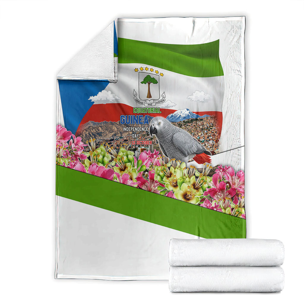 Equatorial Guinea Independence Day Parrot Blanket Patriotic Flag Coat Of Arms Tropical Floral