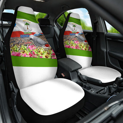 Equatorial Guinea Independence Day Parrot Car Seat Cover Patriotic Flag Coat Of Arms Tropical Floral