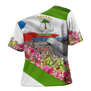 Equatorial Guinea Independence Day Parrot Cross Shoulder Shirt Patriotic Flag Coat Of Arms Tropical Floral