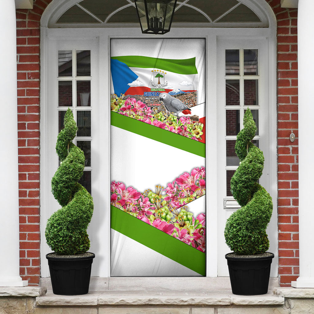 Equatorial Guinea Independence Day Parrot Door Cover Patriotic Flag Coat Of Arms Tropical Floral