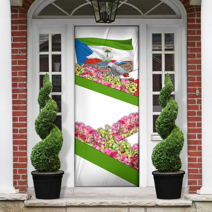 Equatorial Guinea Independence Day Parrot Door Cover Patriotic Flag Coat Of Arms Tropical Floral