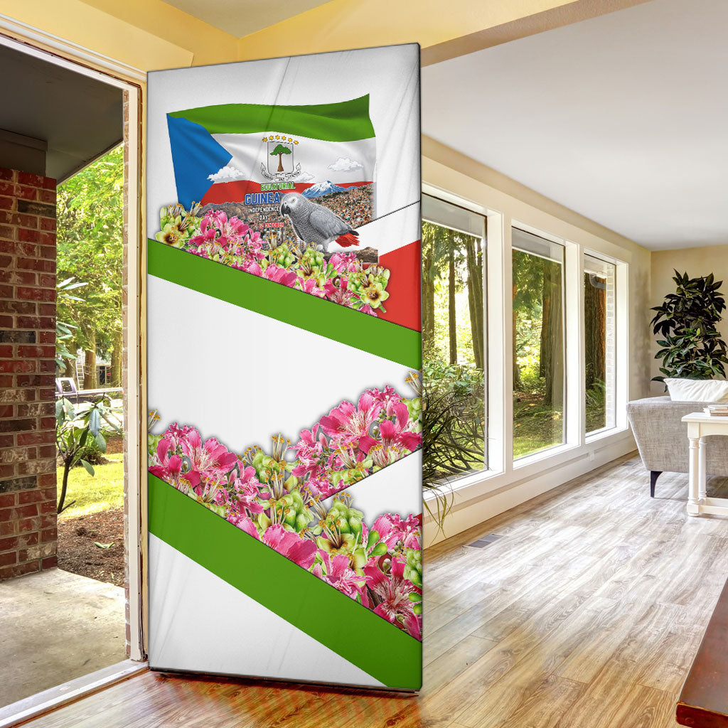 Equatorial Guinea Independence Day Parrot Door Cover Patriotic Flag Coat Of Arms Tropical Floral