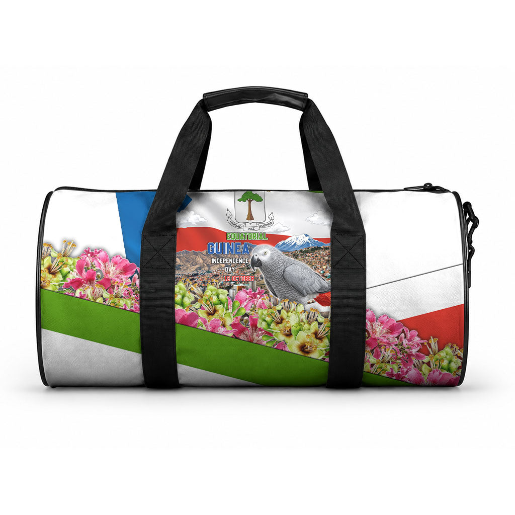 Equatorial Guinea Independence Day Parrot Duffle Bag Patriotic Flag Coat Of Arms Tropical Floral