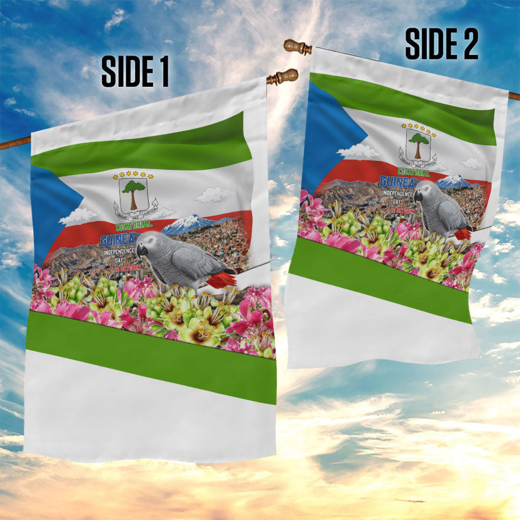 Equatorial Guinea Independence Day Parrot Garden Flag Patriotic Flag Coat Of Arms Tropical Floral