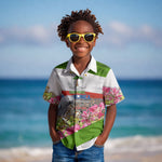 Equatorial Guinea Independence Day Parrot Kid Hawaiian Shirt Patriotic Flag Coat Of Arms Tropical Floral