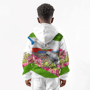 Equatorial Guinea Independence Day Parrot Kid Hoodie Patriotic Flag Coat Of Arms Tropical Floral