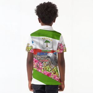 Equatorial Guinea Independence Day Parrot Kid Polo Shirt Patriotic Flag Coat Of Arms Tropical Floral