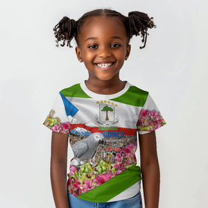 Equatorial Guinea Independence Day Parrot Kid T shirt Patriotic Flag Coat Of Arms Tropical Floral